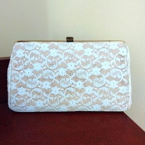 Pretty Vintage 1950s Lace Brass Snap Closure, Night Out Clutch